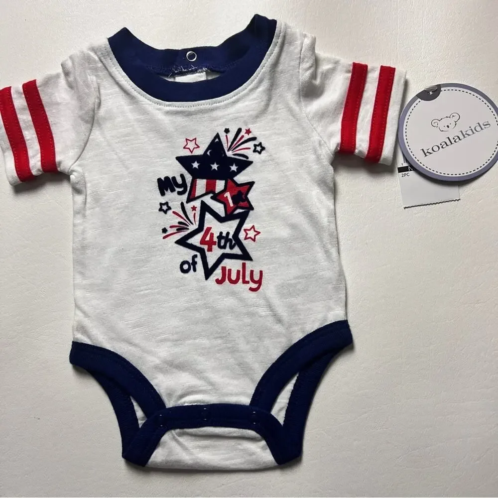 Koala Kids July Fourth Holiday Celebration Matching One Piece Set Sz NB